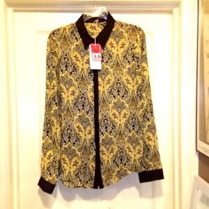 "CBRL"  VINTAGE PATTERN BLOUSE.